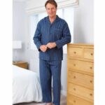 MENS CHAMPION STRIPE BRUSHED COTTON LONG PYJAMA SET.