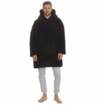 MENS OVERSIZED BLACK BORG HOODIE.