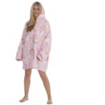 LADIES PLUSH OVERSIZED ASSORTED DESIGN HOODIE.
