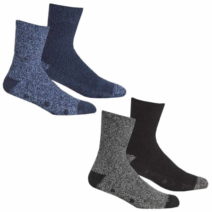 MENS LOUNGE NON SLIP CONTRAST HEEL AND TOE SOCKS. - Image 1
