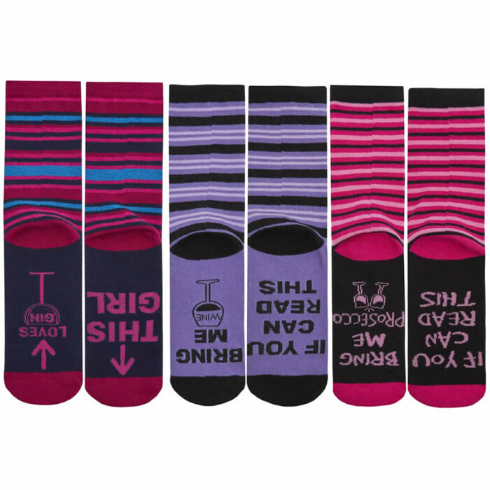 LADIES SINGLE PAIR SLOGAN DESIGN SOCKS. - Image 1