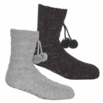 LADIES CABLE LOUNGE GRIPPER SOCKS.