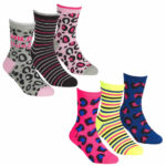 GIRLS 3 PACK FANCY ANIMAL PRINT DESIGN SHORT SOCKS.