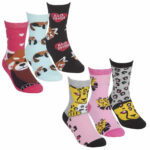 GIRLS 3 PACK FANCY ANIMAL DESIGN SOCKS.