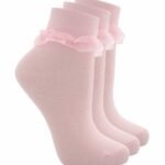 BABY PINK COTTON LYCRA T.O.T FRILLY ANKLE SOCKS.
