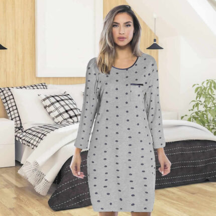 LADIES MATERNITY LONG SLEEVE NIGHTDRESS NIGHTIE WITH POCKET.