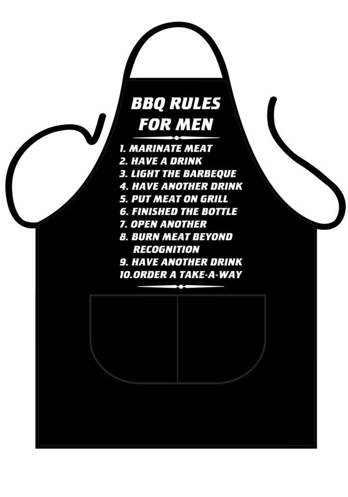 NOVELTY BLACK BBQ 10 RULES APRON. - Image 1