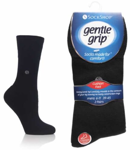 MEN'S GENTLE GRIP 2 PAIR PACK CUSHION FOOT SOCKS.