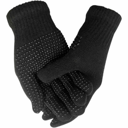 MENS MAGIC BLACK FULL FINGER GRIPPER GLOVES.