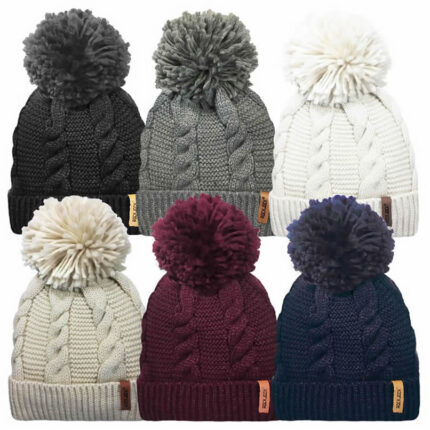 LADIES ROCKJOCK CABLE KNIT HAT WITH THERMAL INSULATION.