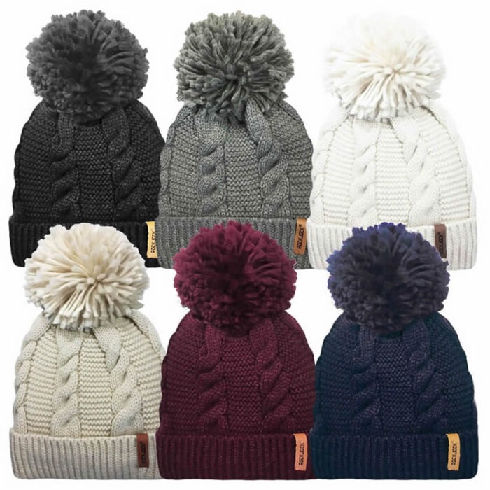 LADIES ROCKJOCK CABLE KNIT HAT WITH THERMAL INSULATION. - Image 1