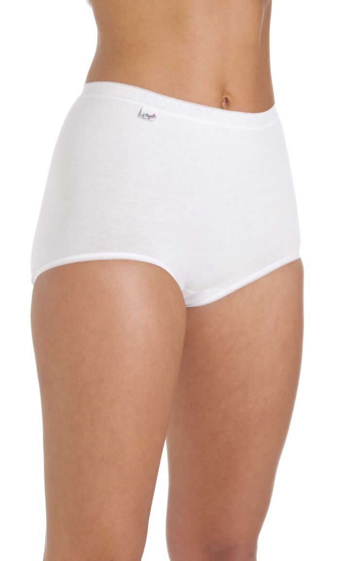 LADIES COMFORT MAXI BASIC WHITE BRIEFS. - Image 1