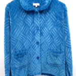 LADIES MIDNIGHT TULIP SUPERSOFT CUT OUT LONG SLEEVE BUTTON THROUGH BED JACKET.