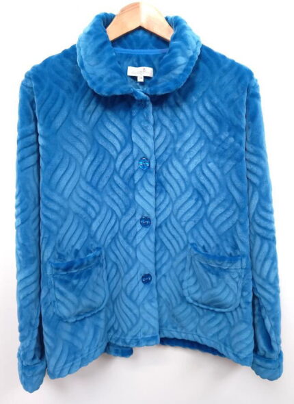 LADIES MIDNIGHT TULIP SUPERSOFT CUT OUT LONG SLEEVE BUTTON THROUGH BED JACKET.