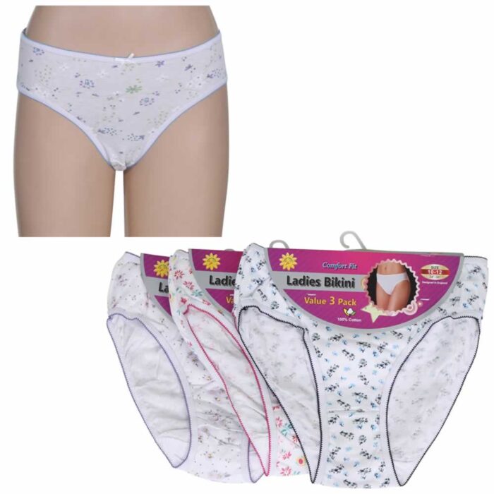 LADIES COTTON PRINTED BIKINI BRIEFS. - Image 1