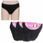LADIES COTTON BLACK BIKINI BRIEFS.