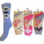 LADIES ARGYLE DESIGN WINTER THERMAL SOCKS.