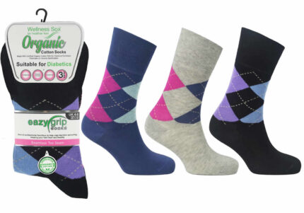 LADIES ORGANIC COTTON EASY GRIP SOCKS.