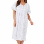 LADIES MARLON ROUND NECK SWIRL LEAF DESIGN POLYCOTTON NIGHTDRESS