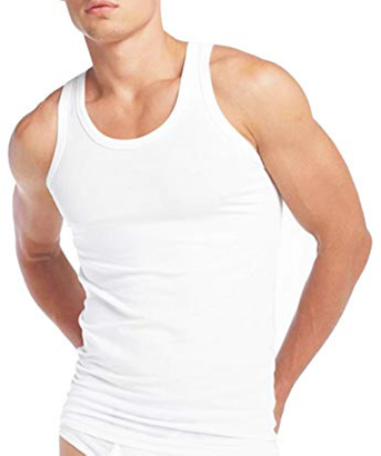 MEN'S ORGANIC COTTON BLEND SINGLE JERSEY WHITE VEST.
