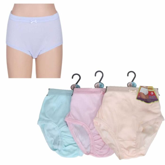 LADIES PASTEL COTTON RIBBED FULL SIZE BRIEFS. - Image 1