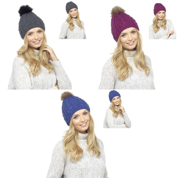 LADIES HAT WITH DETACHABLE POM POM. - Image 1