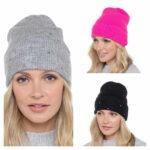 LADIES BEANIE HAT WITH DIAMANTE.