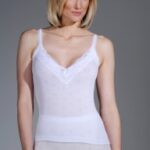LADIES SNOWDROP WHITE THERMAL FRENCH NECK LACE SPENCER.