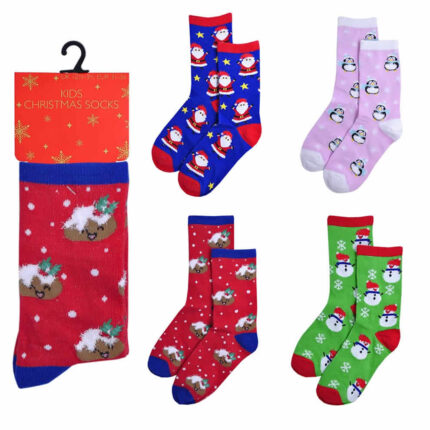 KIDS COTTON RICH CHRISTMAS DESIGN SOCKS.