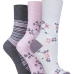 LADIES GENTLE GRIP 3 PAIR PACK NON ELASTIC SOCKS.