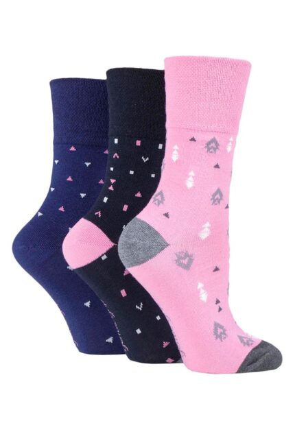LADIES GENTLE GRIP 3 PAIR PACK NON ELASTIC SOCKS.