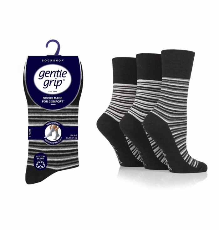 LADIES GENTLE GRIP 3 PAIR PACK NON ELASTIC SOCKS. - Image 1