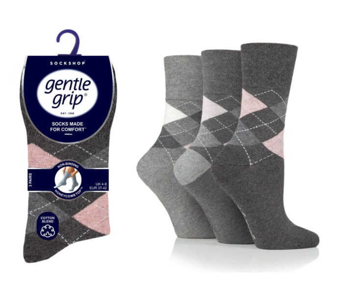 LADIES GENTLE GRIP 3 PAIR PACK NON ELASTIC SOCKS. - Image 1