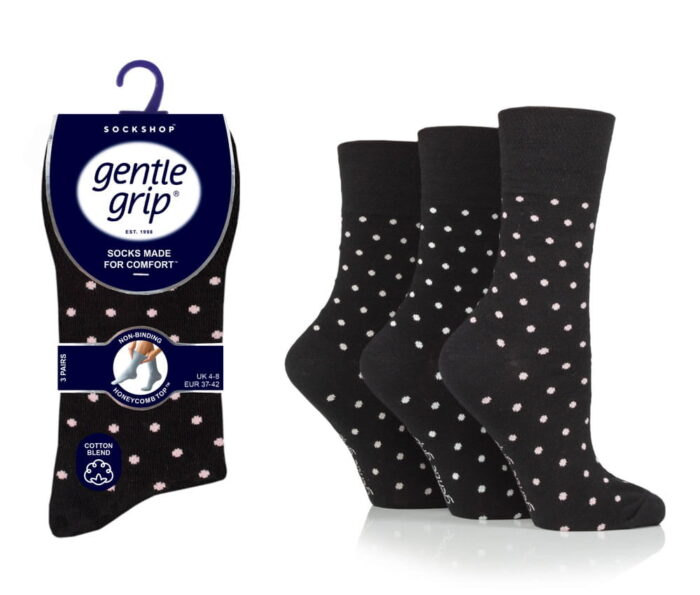 LADIES GENTLE GRIP 3 PAIR PACK NON ELASTIC SOCKS. - Image 1
