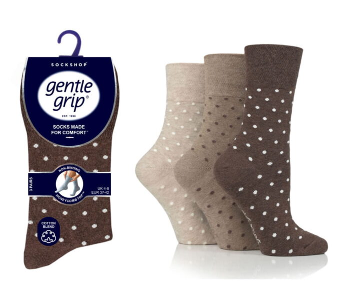 LADIES GENTLE GRIP 3 PAIR PACK NON ELASTIC SOCKS. - Image 1