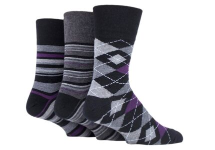 MEN'S GENTLE GRIP 3 PAIR PACK NON ELASTIC SOCKS.