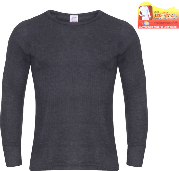 MEN'S SPN THERMAL BLACK LONG SLEEVE ROUND NECK T-SHIRTS. - Image 1