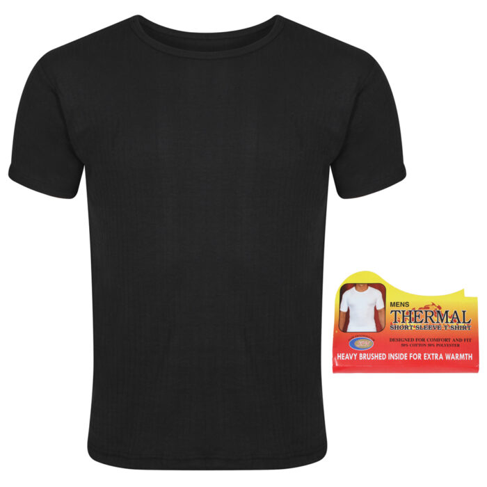 MEN'S SPN THERMAL BLACK SHORT SLEEVE ROUND NECK T-SHIRTS. - Image 1