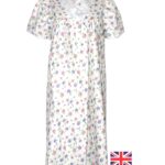 LADIES PRINTED POLY COTTON SHORT SLEEVE NIGHTDRESS.