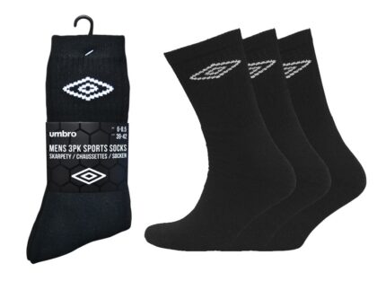 MENS OFFICIAL UMBRO BLACK SPORT SOCKS.