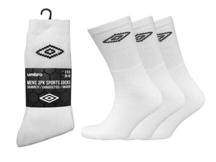 MENS OFFICIAL UMBRO WHITE SPORT SOCKS.