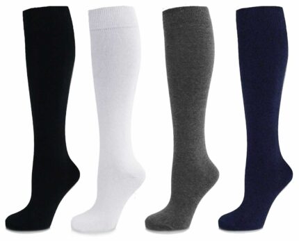 LADIES 6-9 BIG FOOT PLAIN KNEE HIGH COTTON LYCRA SOCKS.