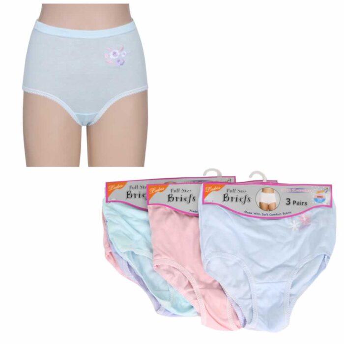 LADIES TUNNEL ELASTIC PASTEL CORNER FLOWER FULL SIZE BIG BRIEFS. - Image 1