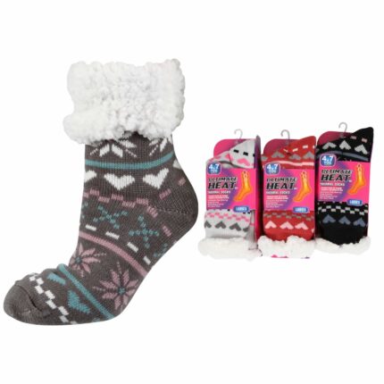 LADIES DOUBLE HEAT INSULATED THERMAL SHORT COSY SOCKS.