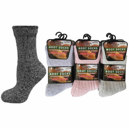 LADIES NON ELASTIC WOOL BLEND SHORT BOOT SOCKS.