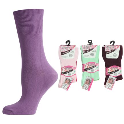 LADIES DIABETIC STAY UP NON ELASTIC COTTON SOCKS.